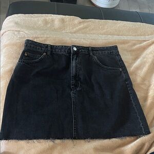 Topshop Black Frayed Hem Mini Skirt